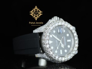 นาฬิกาข้อมือผู้หญิง Pahal Jewels หรูหรา ประดับเพชร ตัวเรือนสแตนเลสสตีล ขนาด 40 มม. กระจกแซฟไฟร์ หน้าปัดสีดำ ประดับโมอิสซาไนต์ เครื่องจักรกล - Product Image 3