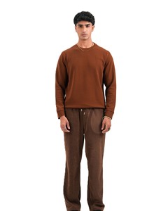 Sudadera de Cuello Redondo para Hombre, Color Marrón, Corte Regular, Tejido de Poliéster, Ropa Casual de Invierno, ELYSIAN INDUSTRIES, Colorblock - Product Image 2