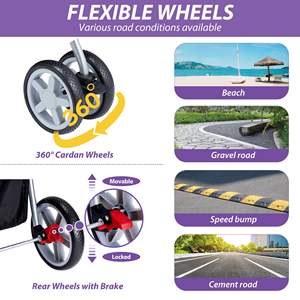 Poussette pour animaux de compagnie à quatre roues compacte TH-PPS-348 avec cadre pliable à roulettes lisses et ventilation en maille - Product Image 6