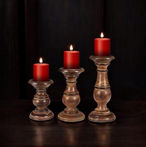 Handmade Wooden Candle <b>Holder</b> Stand Rustic Pillar Candle Stand Farmhouse Table Decor <b>Tealight</b> Votive Candle Display <b>Holder</b> - Product Image 2
