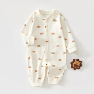 Waterproof Breathable Anti Wrinkle Washable Soft Pure Cotton Knitted <b>Safe</b> Cute Cartoon Print Ankle-Length Unisex Baby Romper - Product Image 4