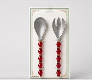 Elegant Stainless Steel Salad <b>Servers</b> With Beads Handle For Household Hotel And Restaurant Wholesale - Product Image 2