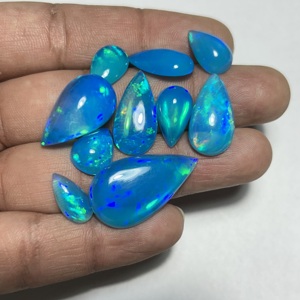 Ethiopian Blue Opal Pryba Color Natural Opal Loose Cabochon Pear Cut Precious Gemstone for Jewelry Making Collection - Product Image 1