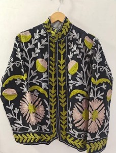 เสื้อแจ็คเก็ตปักลายดอกเดซี่สไตล์โบฮีเมียน คอตั้ง แขนยาว สีกรมท่า ทรงหลวม - Product Image 2