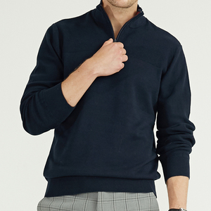 Suéter de punto con cremallera de 1/4 para hombre, 100% algodón, cuello redondo, estilo pulóver, personalizado OEM, para fabricantes de prendas de punto masculinas - Product Image 1