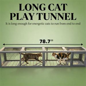 Giocattolo Tunnel in Legno Grigio Scuro per Gatti, Accessori Premium per Animali Domestici - Product Image 2