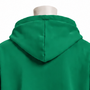 Sweat à capuche vert émeraude double couche, coupe oversize, manches superposées, épaules tombantes, style streetwear décontracté, épais, personnalisable - Product Image 4