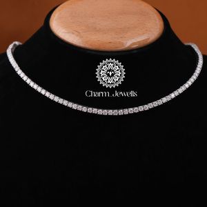 Collier unisexe en moissanite Charm Jewells, coupe brillante, chaîne à maillons géométriques, plaqué or 14 carats, argent 925, certifié IGI, tendance - Product Image 6