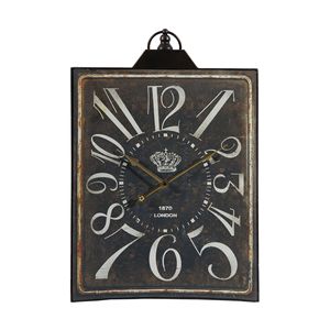 <b>Large</b> Vintage Black Rectangular Wall <b>Clock</b> Home Decor Accent with White Numerals - Product Image 2