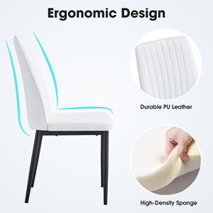 Ensemble de table à manger moderne en marbre imitation noir, 7 pièces, table rectangulaire en verre pour cuisine, 6-8 personnes, meubles élégants pour salle à manger - Product Image 6