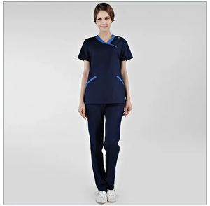 Conjunto de Uniforme Médico Azul Marino Premium para Mujer, Personalizable, Uniforme de Enfermera de Hospital, Blusa con Cuello en V, Pantalones Cargo, Traje de Trabajo para Doctoras y Enfermeras - Product Image 6