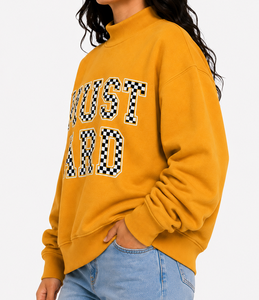 Pull ras du cou pour femme style preppy universitaire, col montant, avec patch personnalisé nom de l'État, en molleton doux, style vintage, esprit scolaire, vêtement de campus - Product Image 3