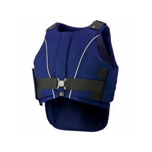 Equestrian Horse Riding Body <b>Protector</b> Safety Vest Quick Release Buckle Shoulder Snap Velcro Adjust White Piping Black - Product Image 3