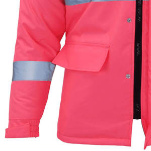 Men's Hi Vis Reflective Safety Jacket Waterproof Polyester Workwear Hooded Regular Fit with Pockets for Construction - Product Image 3