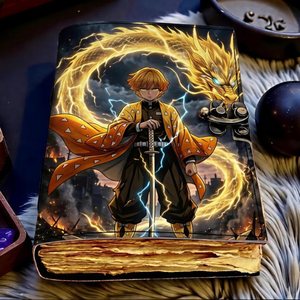 Diario de Cuero Hecho a Mano Inspirado en el Anime, Cuaderno Guerrero Relámpago Dragón Dorado, Diario de Arte Fantástico, Libro de Regalo - Product Image 2
