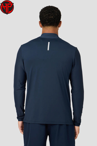T-shirt de sport à manches longues pour homme avec fermeture éclair 1/4, séchage rapide, pour fitness et entraînement, décontracté, uni - Product Image 3