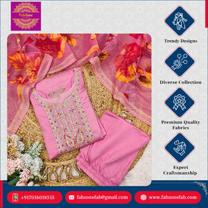 Vestido Anarkali FABZONE de Color Rosa Pastel, Ligero, de Seda Romana, Elegante, Tradicional, para Bodas, Pantalón Largo hasta el Suelo, Holgado - Product Image 2