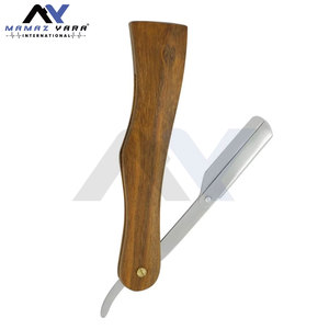 High Quality Barber Razor Stainless Steel Straight Razor <b>Single</b> Blade Face Shaving Razor <b>Swing</b> Lock Custom Color Wooden Handle - Product Image 3