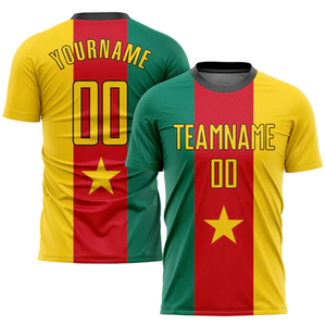 ชุดเสื้อและกางเกงฟุตบอลสำหรับผู้ใหญ่ ระบายอากาศได้ดี สีแดง เหลือง เขียว ลายทาง ขายส่ง - Product Image 2