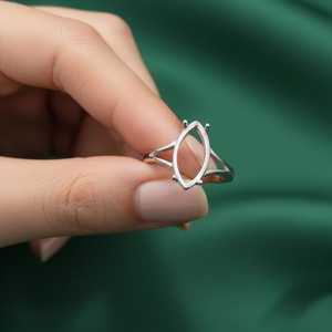 Wholesale 925 Sterling Silver Marquise Shape Prongs Mounting <b>Split</b> Shank Bezel Semi Mount <b>Ring</b> Setting for DIY Keepsake Jewelry - Product Image 2