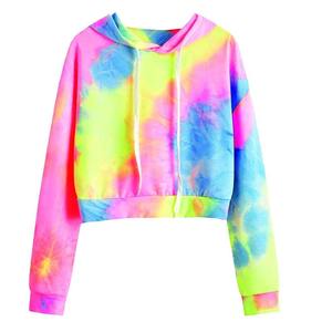Sudadera con Capucha Corta Casual para Mujer, Color Sólido, con Bolsillos Bordados, Manga Larga, Tejido de Poliéster/Algodón Antipilling, para Invierno - Product Image 1