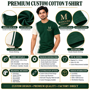 T-shirt vert uni pour homme, manches courtes, col rond, coupe classique, logo sur le devant, respirant, séchage rapide, toile 220g polyester/coton - Product Image 6