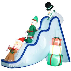 Pista da Sci Gonfiabile LED Impermeabile 85FT con Pupazzo di Neve, Elfo e Omino di Pan di Zenzero, Decorazioni Natalizie da Esterno - Product Image 1