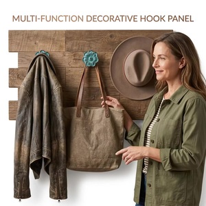 Porte-manteau mural moderne en fonte avec crochets décoratifs bleus pour chapeaux, manteaux, sacs – Rangement durable et écologique pour armoire – Organisateur décoratif - Product Image 3