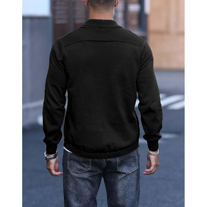 Men's 100% Cotton Knitted <b>Cardigan</b> <b>Shawl</b> <b>Collar</b> Solid Color Full Sleeve Anti-Pilling Autumn Wear - Product Image 3