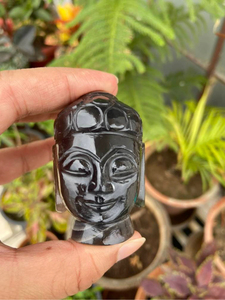Hand Carved Black Obsidian <b>Buddha</b> <b>Head</b> Natural Crystal Sculpture Meditation Decor Spiritual Gift Wholesale Supplier - Product Image 5