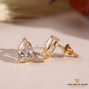 ต่างหูเพชรทรงลูกแพร์คลาสสิกสำหรับใส่ทุกวัน น้ำหนักรวม 2 กะรัต ทองคำแท้ 14K ได้รับการรับรองจาก IGI เพชร CVD ที่เพาะเลี้ยงในห้องปฏิบัติการ ความใส VVS2 สี D - Product Image 2