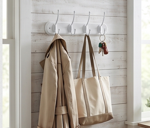 Fine Quality White Wall Mounted Metal <b>Hooks</b> Minimalist Design for Clothing Storage Organization Stylish Home Accent - Product Image 6