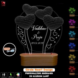 Wholesale Supply S3D Illusion Multi-Color LED Lamp with Circle and <b>Balloon</b> Heart Design Acrylic Night Light Available For Sale - Product Image 5