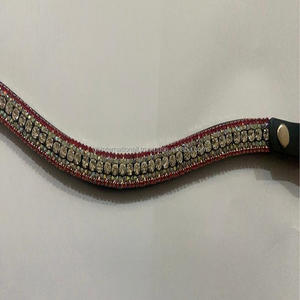 สายคาดคิ้วหนังม้าทำจากคริสตัลสีแดงและใส5แถวอุปกรณ์ม้าทำด้วยมือ - Product Image 6