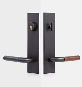 Poignée de porte double battante tendance en laiton et acier inoxydable pour mobilier domestique, personnalisable avec serrure de passage ou de confidentialité - Product Image 1