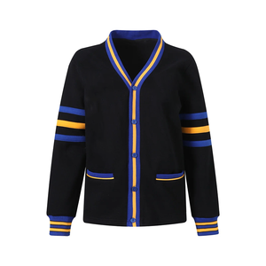 Cardigan en polaire SGRho unisexe, style universitaire noir, pull en tricot avec lettres grecques, tricot décontracté avec couleur personnalisable - Product Image 1