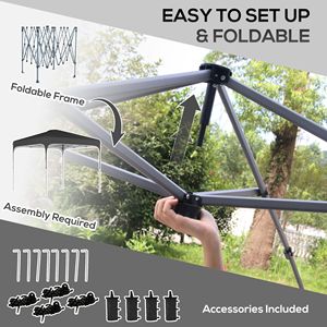 8FT X 8FT Pop up <b>Canopy</b> <b>Tent</b> Adjustable Height Foldable Gazebo with Carry Bag Wheels 4 Leg Weight Bags Gardening Accessory - Product Image 5