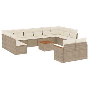 Ensemble de canapés de jardin en rotin beige 10 places, mobilier d'extérieur résistant aux intempéries, design contemporain, structure en osier - Product Image 4