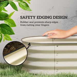 Jardinera Elevada Galvanizada de 2.4 m, Color Blanco Crema, con Borde de Seguridad para Flores y Vegetales, Tamaño Único - Product Image 6
