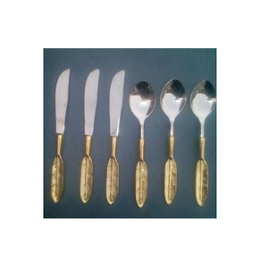 Luxury Floral Handle 5-Piece Stainless Steel Cutlery Set Knife Fork & Spoon Flatware <b>Ornate</b> Gold <b>Silver</b> Design Dishwasher Safe - Product Image 2