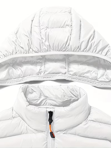 Gilet à capuche pour homme, coupe ajustée, léger, non extensible, fermeture éclair sur le devant, poches latérales, réversible, décontracté, pour temps froid - Product Image 4