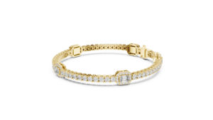 Pulsera de Oro Amarillo de 14k con Esmeralda/Diamante Redondo Cultivado en Laboratorio, Nueva, para Fiestas - Product Image 5