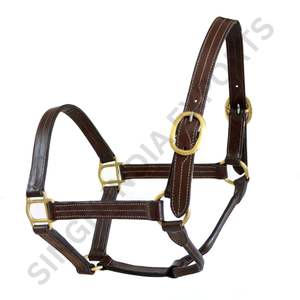Cabestro para Caballo de Cuero Genuino SIE, Triple Costura con Herrajes de Latón Sólido, Collar Ajustable Premium para Equitación - Product Image 6