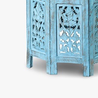 Tabouret en bois artisanal de style bohème traditionnel, tissé à la main, meuble polyvalent pour salon, chambre, ou table d'appoint pour la prière (Pooja)