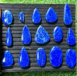 Cabochons en lapis-lazuli naturel, formes variées, polis, bleu royal, dos plat, pierres précieuses pour la création de bijoux - Product Image 6