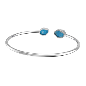 Premium High Finish 925 Sterling Silver Trendy Adjustable Bangles Neon Apatite Rough Shape Twister Bezel Setting Unisex Everyday - Product Image 3
