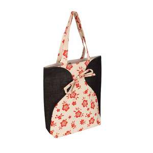 Floral Print Tote <b>Bag</b> <b>Medium</b> <b>Size</b> Drawstring Closure Hand Length Handle Shopping <b>Bag</b> Daily Use Textile Material - Product Image 2