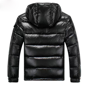 Men's <b>Red</b> <b>Hooded</b> Puffer <b>Jacket</b> Zipper Closure Waterproof Windproof Casual Winter Coat Standard Regular Fit Solid Color PU Coated - Product Image 3