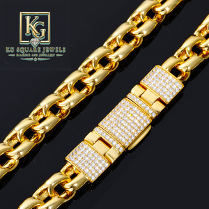 Collier chaîne Miami plaqué rhodium KG Square Jewels avec fermoir Moissanite Iced Out pour homme, idéal pour les soirées - Product Image 2