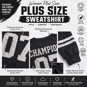 Custom Printed Plus Size Sweatshirt Ladies Long Sleeve French Terry Top Winter Wear Loosed Sports Tee Women Plus Size Sweat Tee - Product Image 6